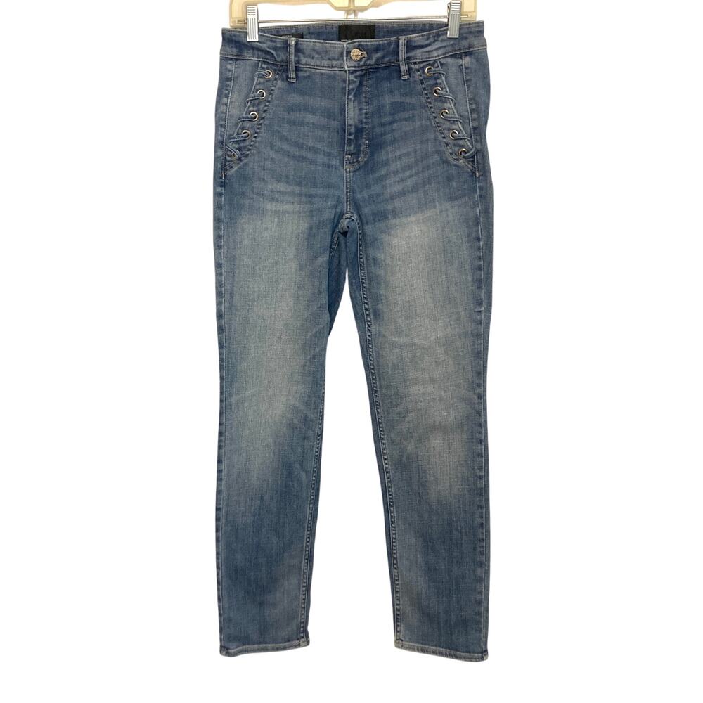 White House Black Market Everyday Soft Straight High Rise Blue Denim Jeans 6